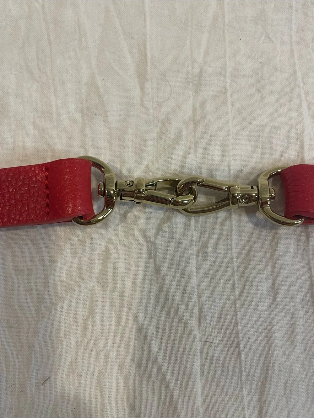 Red Leather Like Skinny Belt Gold Hardware Equestrian Preppy Quiet Luxury XXL